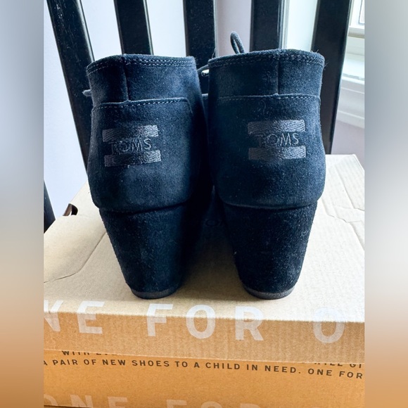 Toms Black Suede Lace-Up Wedge Boots - Picture 5 of 5